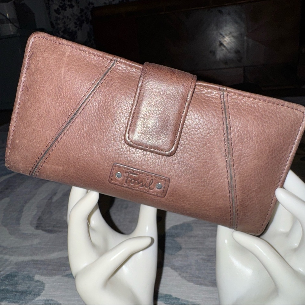 Fossil Brown Leather Tab Snap Wallet